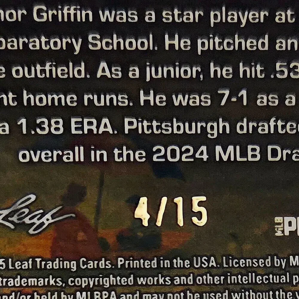 2025 Konner Griffin 4/15 Saturday in the Park Pittsburgh Pirates Top Prospect